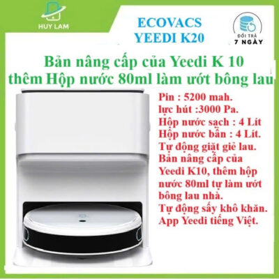 Robot hút bụi lau nhà Yeedi K20 ( tự động giặt khăn lau nhà ) App Yeedi Tiếng Việt