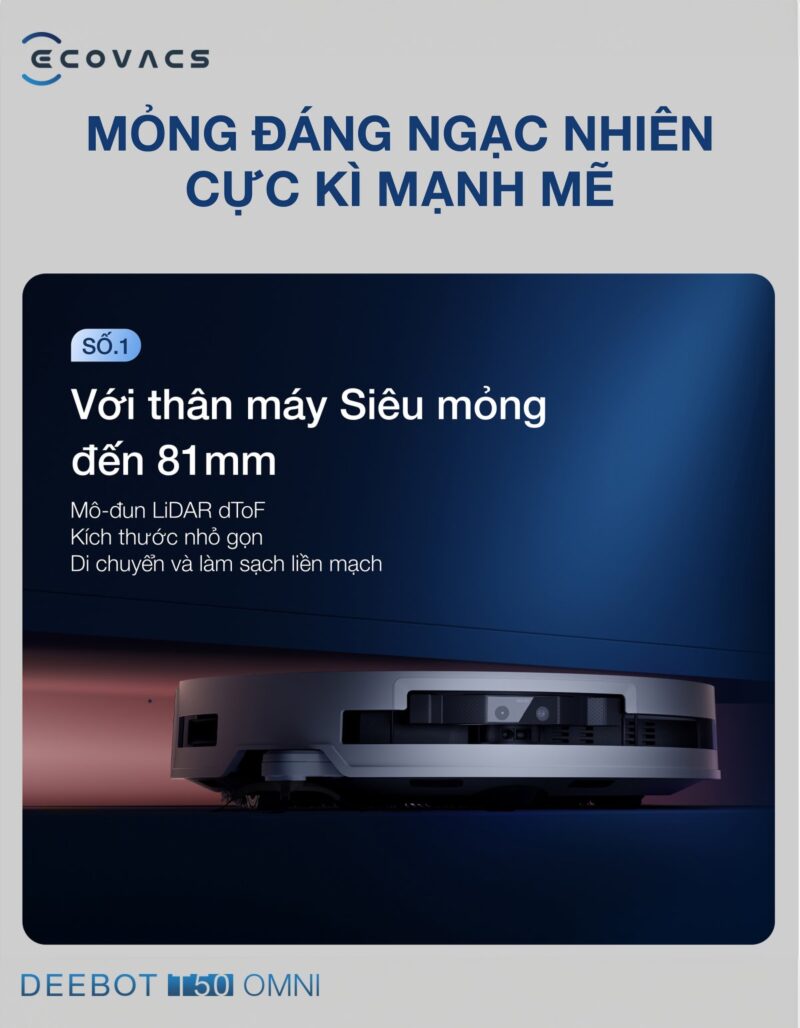 Ecovacs T50 Pro Omni – Trắng/Đen ( bản QT chính hãng)